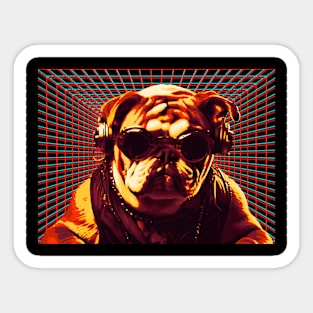 BULLDOG STEAMPUNK STYLE VIBING TO MUSIC Sticker